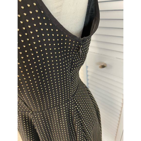 Express black gold dot texture sleeveless flare party cocktail dress women's 8 - Picture 7 of 8